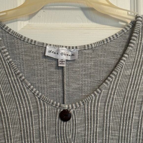 Star Vixen - grey and white Textured ribbed knit casual blouse 3X - Picture 3 of 5